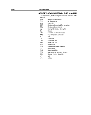 2003-2008 TOYOTA 4Runner Repair Manual, Abbreviations Used In This Manual